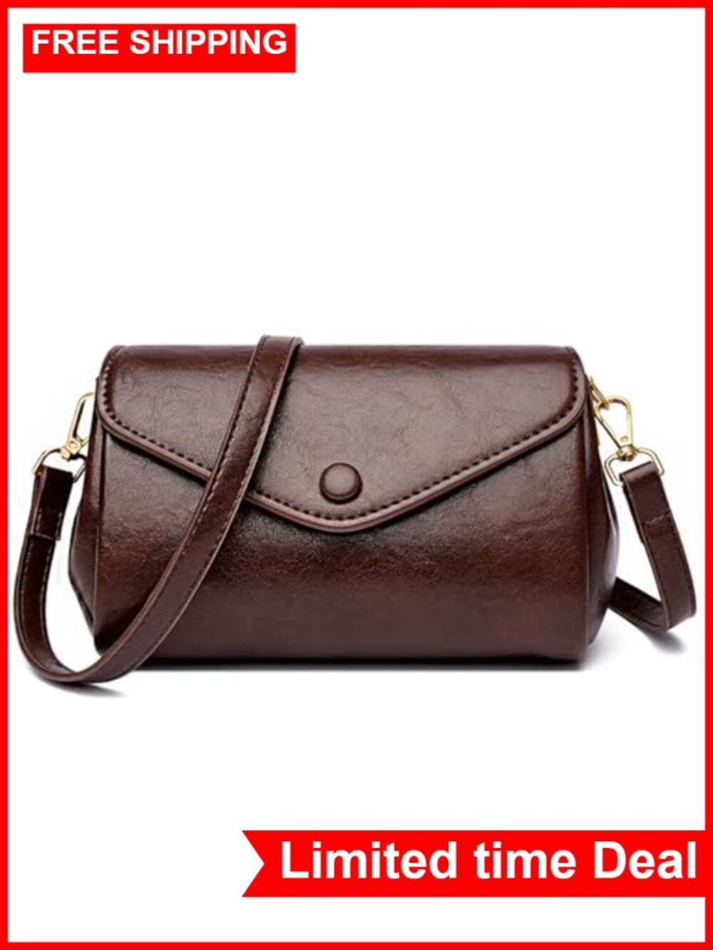 Vegan Leather Crossbody Bag, Small Shoulder Purse with Adjustable Strap